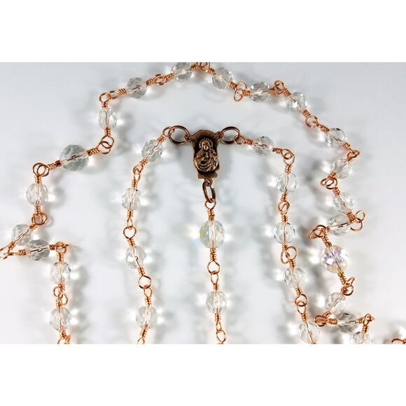 Madonna Child Sacred Heart of Jesus 5 Decade Rosary, Copper Crucifix - Picture 3 of 10
